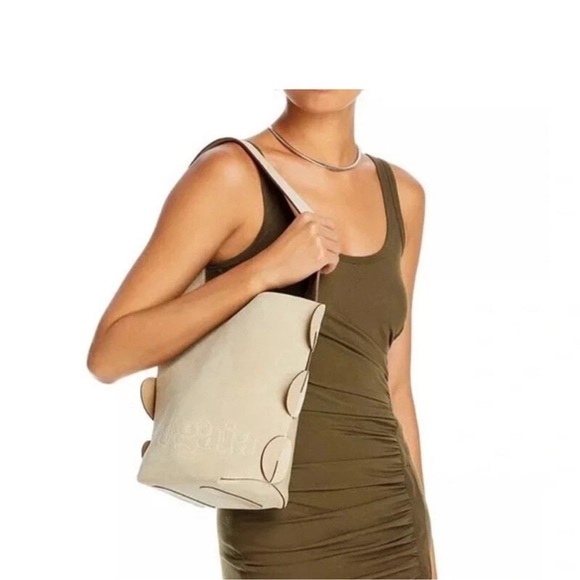NEW! Cult Gaia Diya Suede & Leather Shoulder Bag in Mushroom - Picture 1 of 11